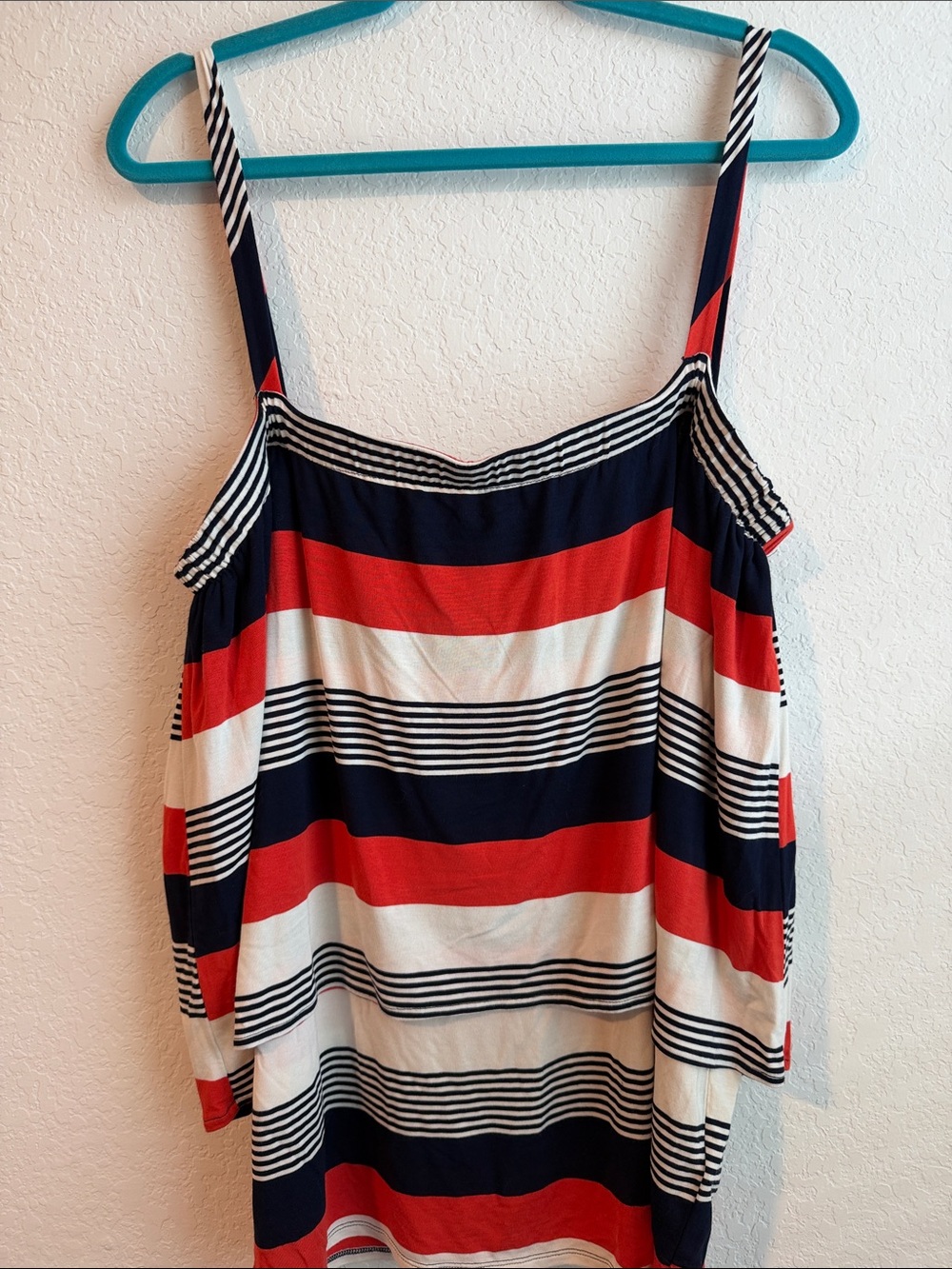Cupio Striped Sleeveless Top in Navy, Orange & Cream